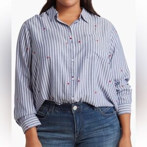 Beachlunchlounge Kaylee stripe Heart shirt Sz 1x